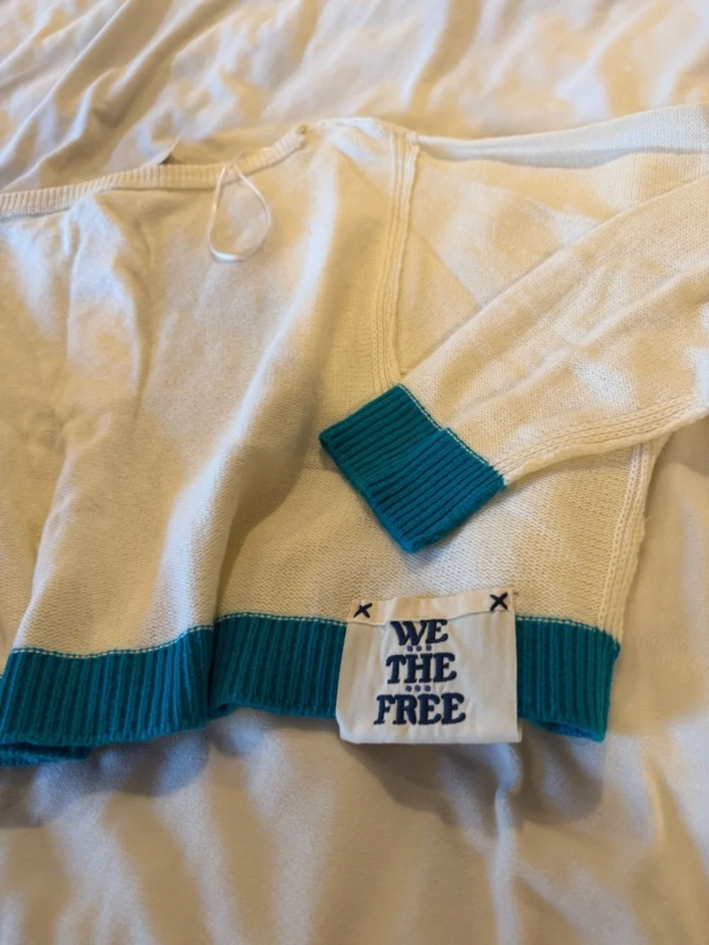 NWT Free People Into The Blue Stripe Cropped Cream Sweater Women’s Medium